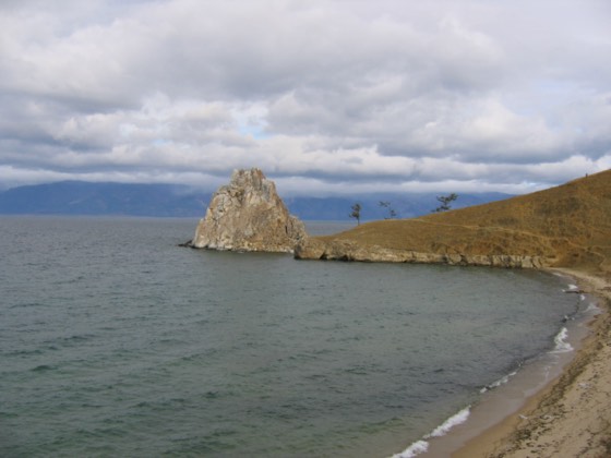 Shamanka Rock and the bay on Olkhon, Lake Baikal