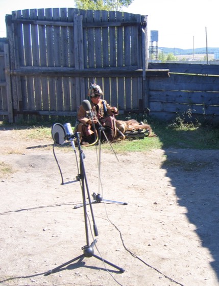 A microphone recording the shamanic rite on location